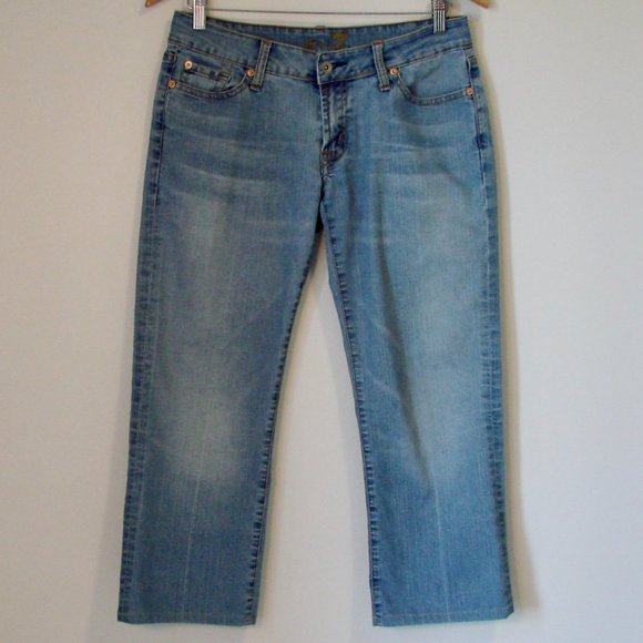 Seven 7 Cropped Ankle Jeans Bootcut Stretch Light Wash Size 28 - Picture 1 of 12